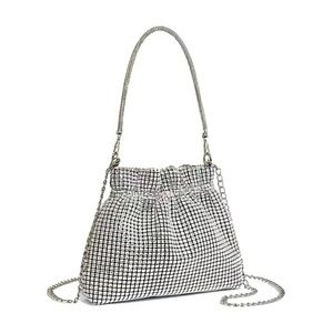 Gorgeous NWT full rhinestone drawstring crossbody/handle satchel evening bag